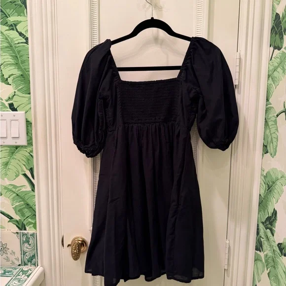 Abercrombie & Fitch Emerson Poplin Puff Sleeve Mini Dress Black Size S - Picture 6 of 6